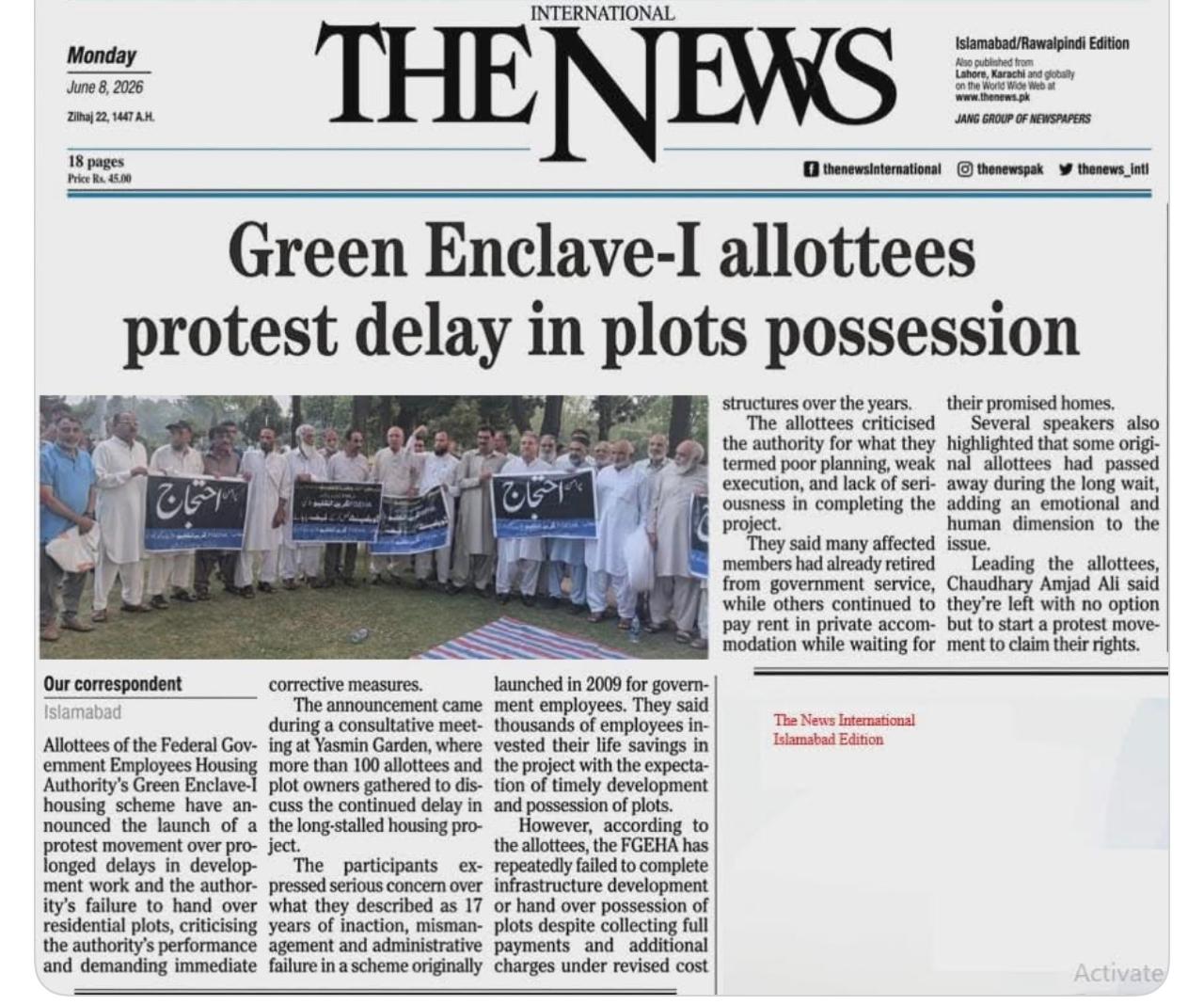 Protest delay in plots possession